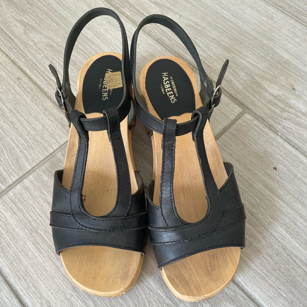Black Swedish Hasbeens Sandals/Clogs Size 38